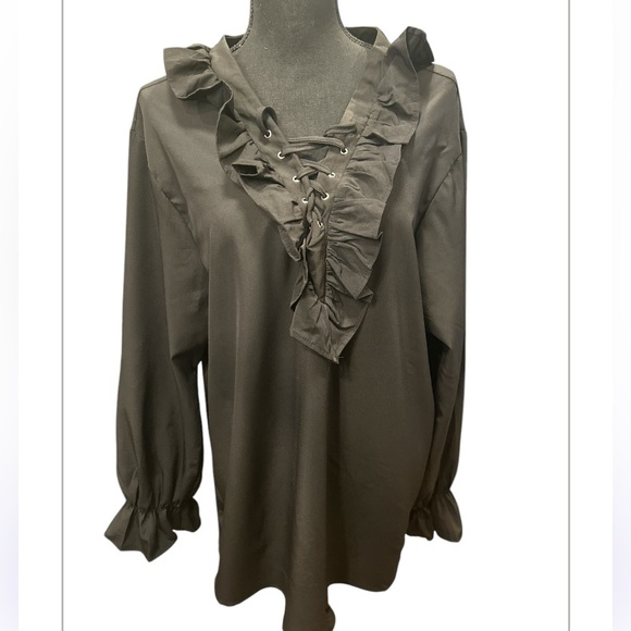 Unbranded NWOT black‎ blouse, size M (fits like a large). - Picture 1 of 9